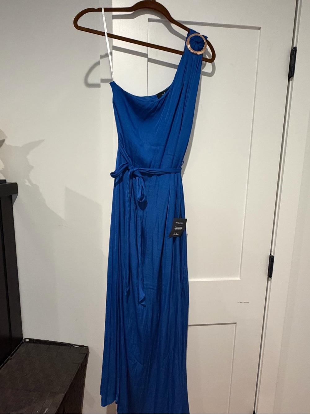 Lulu's One-Shoulder Royal Blue Maxi Dress with Ring Detail